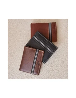 Men'S Leather Wallets^MONPIEL Wallet Billfold With Rubber Coin Purse Black