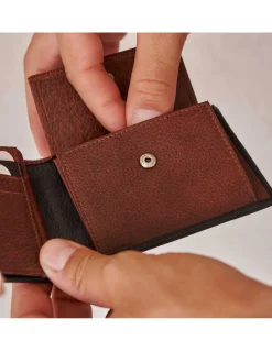 Men'S Leather Wallets^MONPIEL Wallet Billfold With Rubber Coin Purse Brown