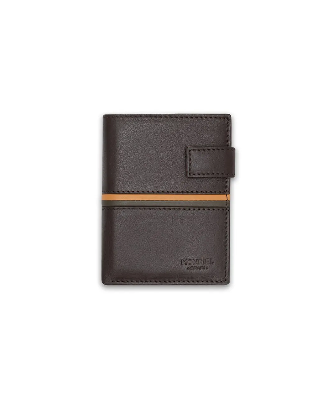 Men'S Leather Wallets^MONPIEL Wallet With Brooch And Purse Inside Color Stripes Brown
