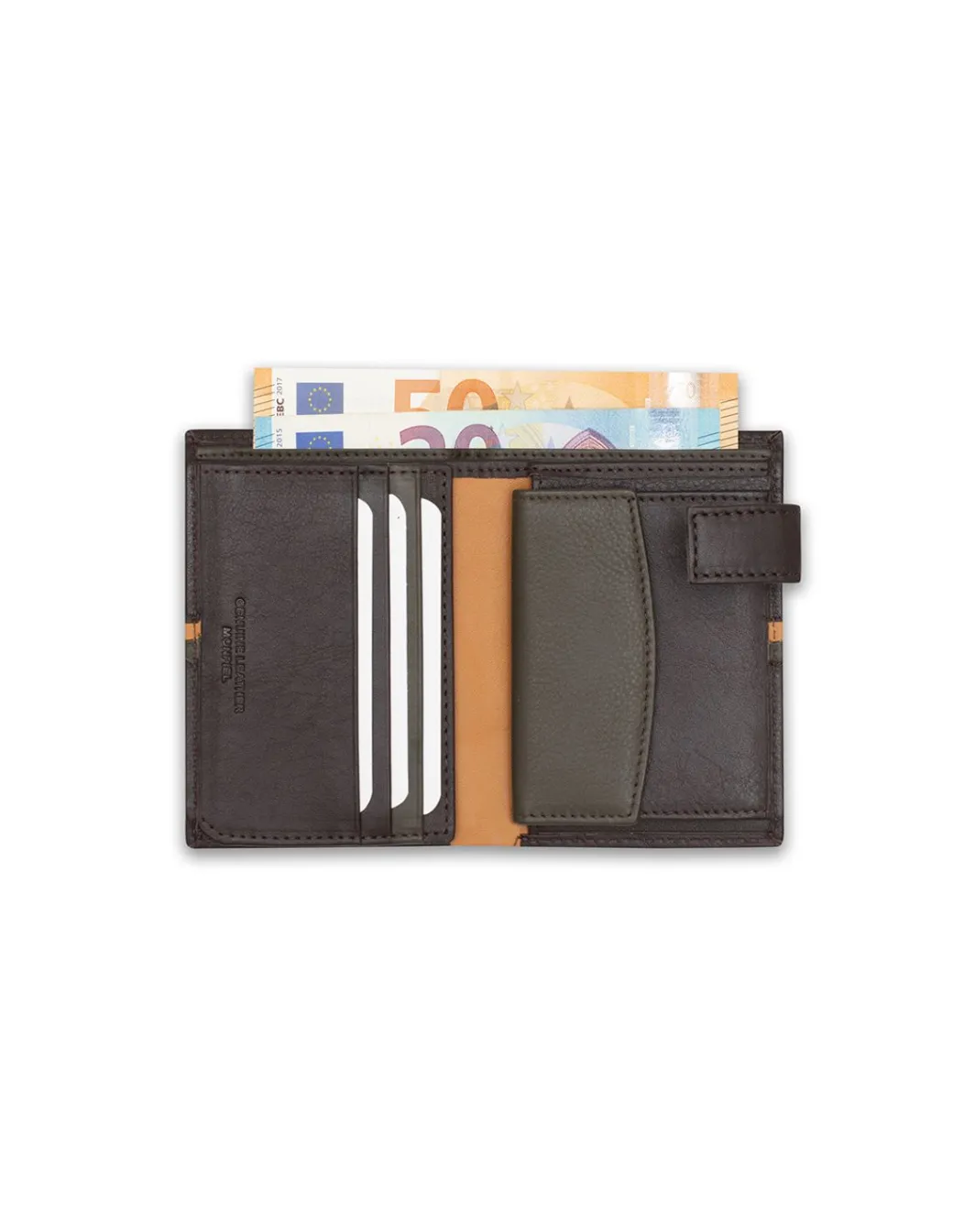 Men'S Leather Wallets^MONPIEL Wallet With Brooch And Purse Inside Color Stripes Brown