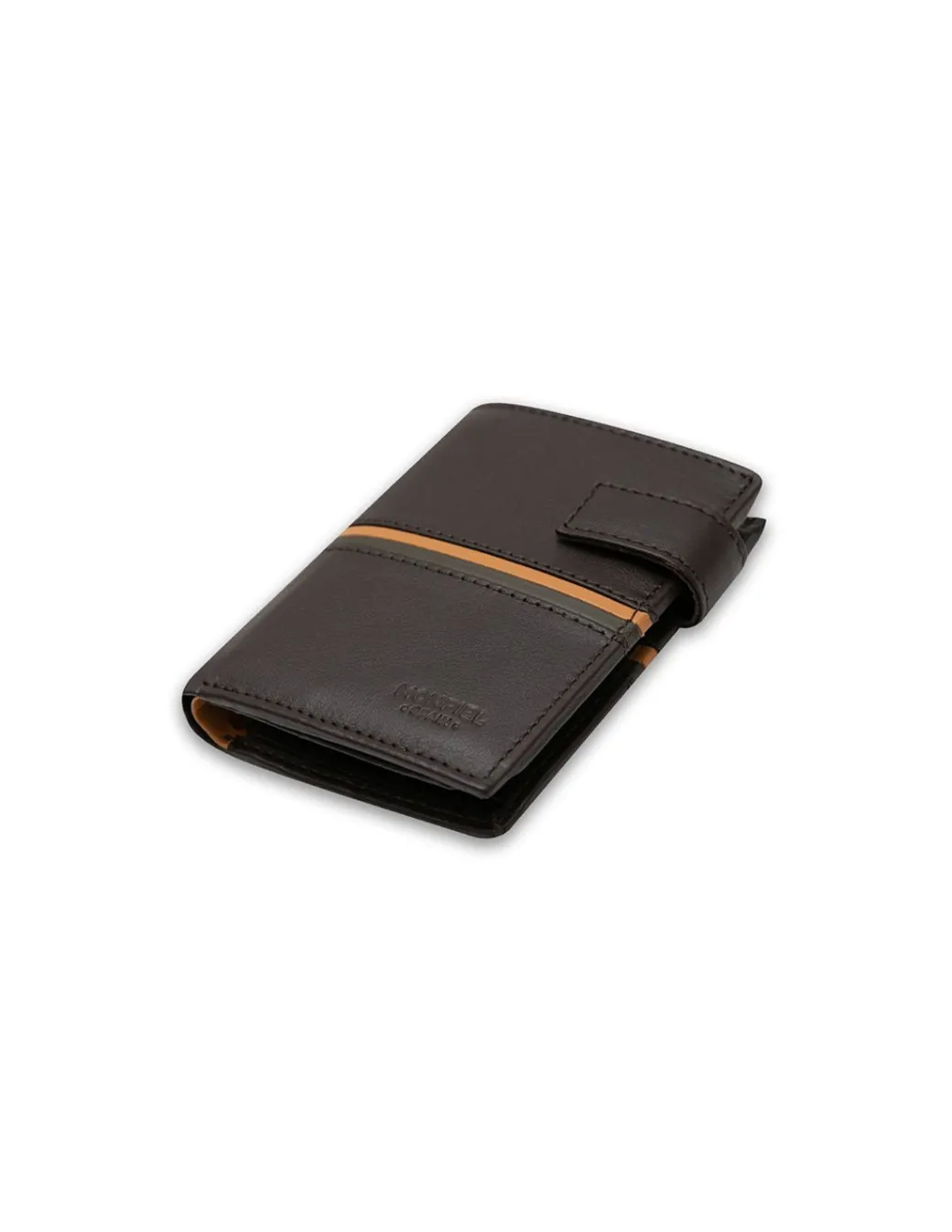 Men'S Leather Wallets^MONPIEL Wallet With Brooch And Purse Inside Color Stripes Brown