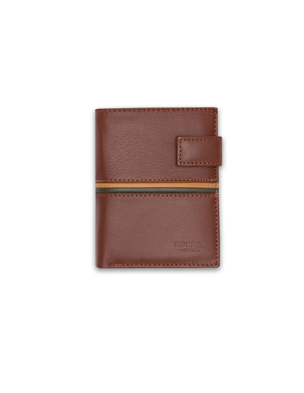 Men'S Leather Wallets^MONPIEL Wallet With Brooch And Purse Inside Color Stripes Havana