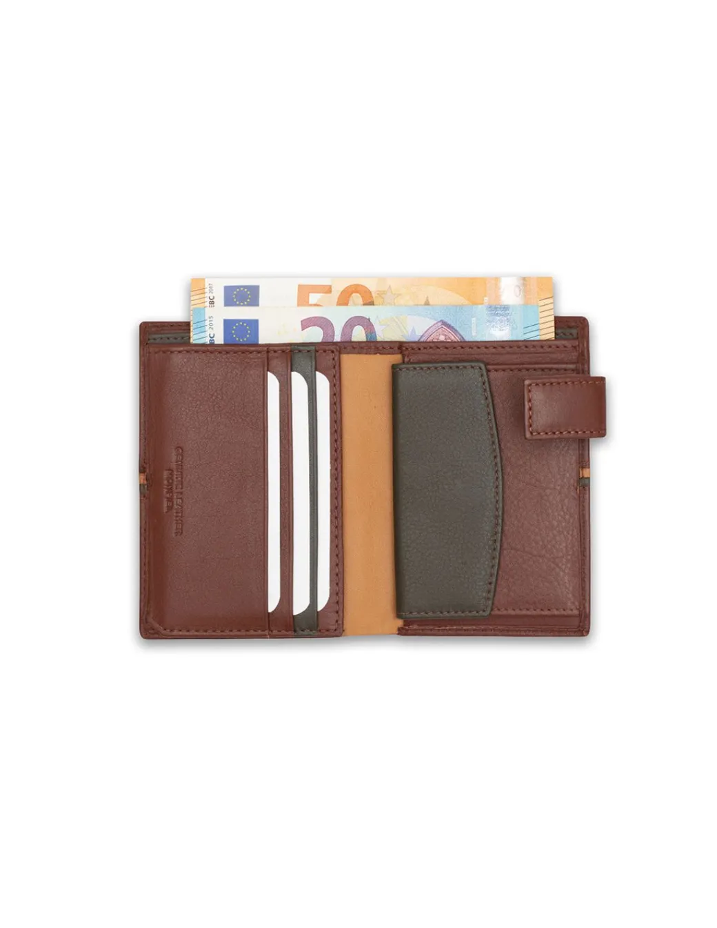 Men'S Leather Wallets^MONPIEL Wallet With Brooch And Purse Inside Color Stripes Havana
