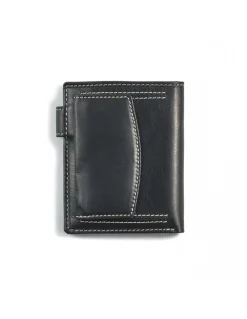 Men'S Leather Wallets^MONPIEL Wallet With Clasp And Back Purse Central Logo Black