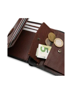 Men'S Leather Wallets^MONPIEL Wallet With Inner Loop And Stamped Purse Black