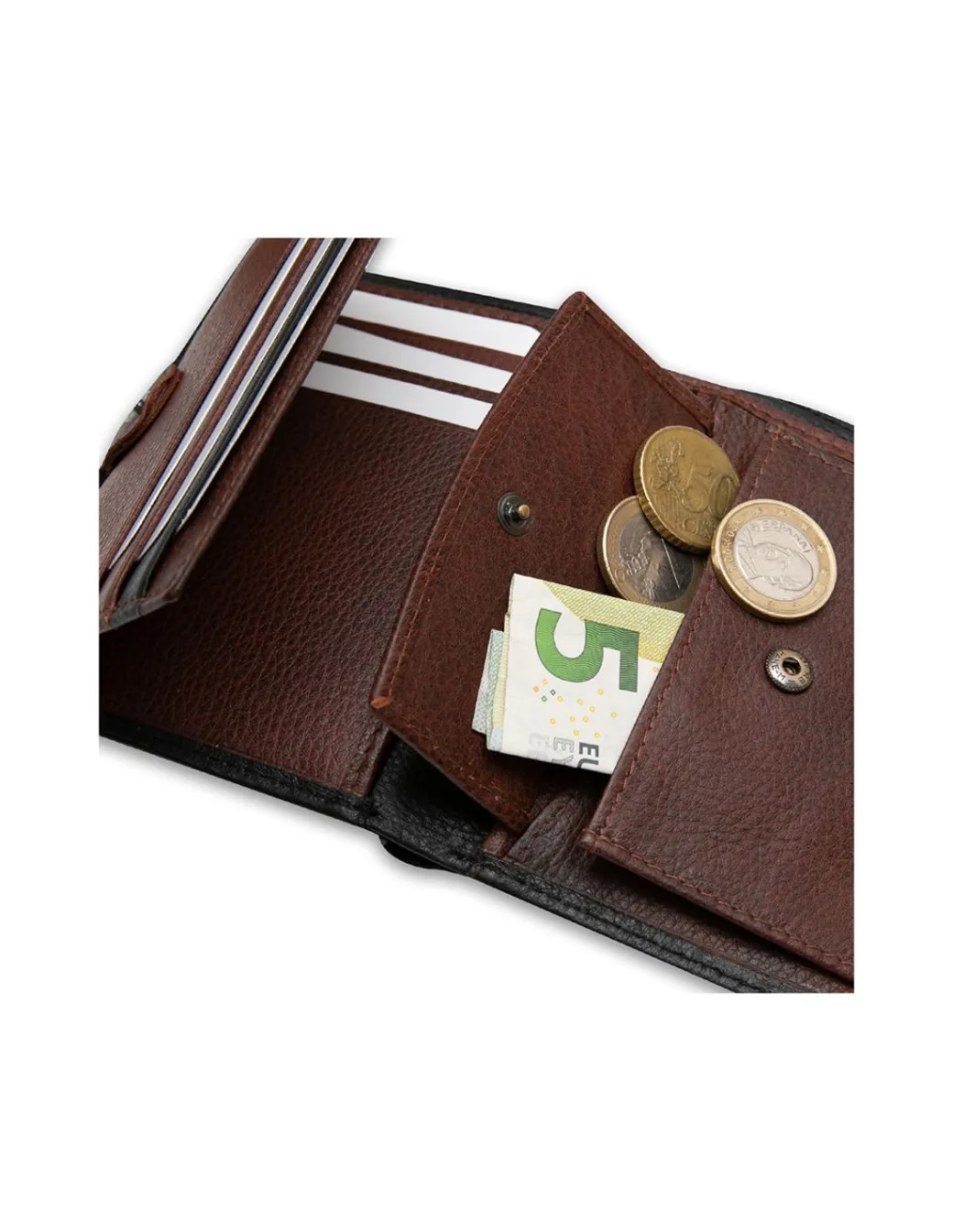 Men'S Leather Wallets^MONPIEL Wallet With Inner Loop And Stamped Purse Black