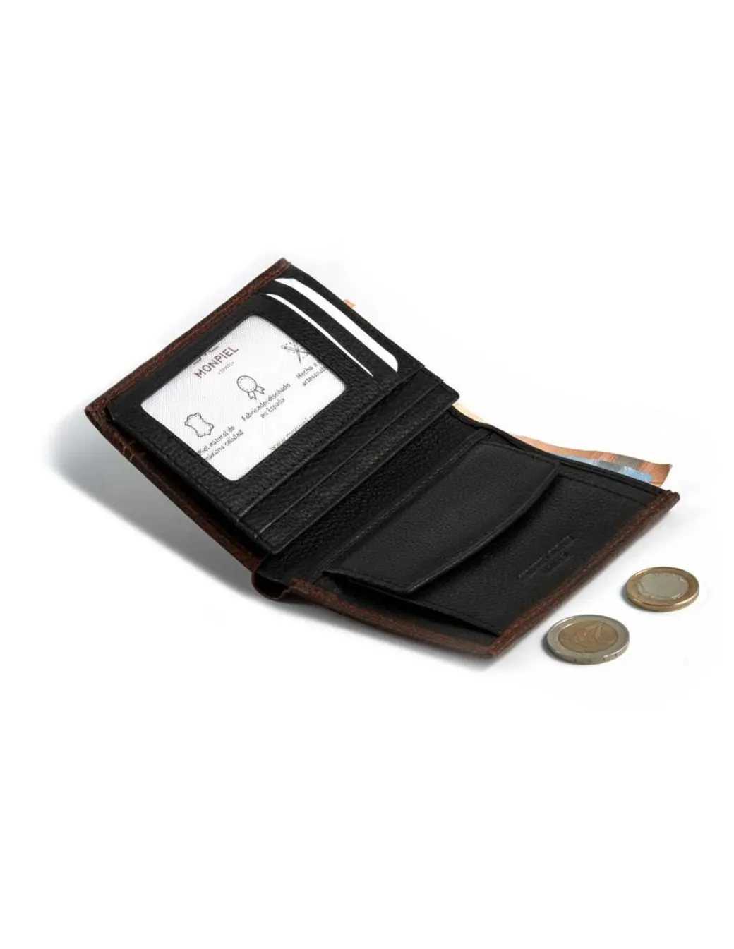 Men'S Leather Wallets^MONPIEL Wallet With Purse Inside Two Tones Brown