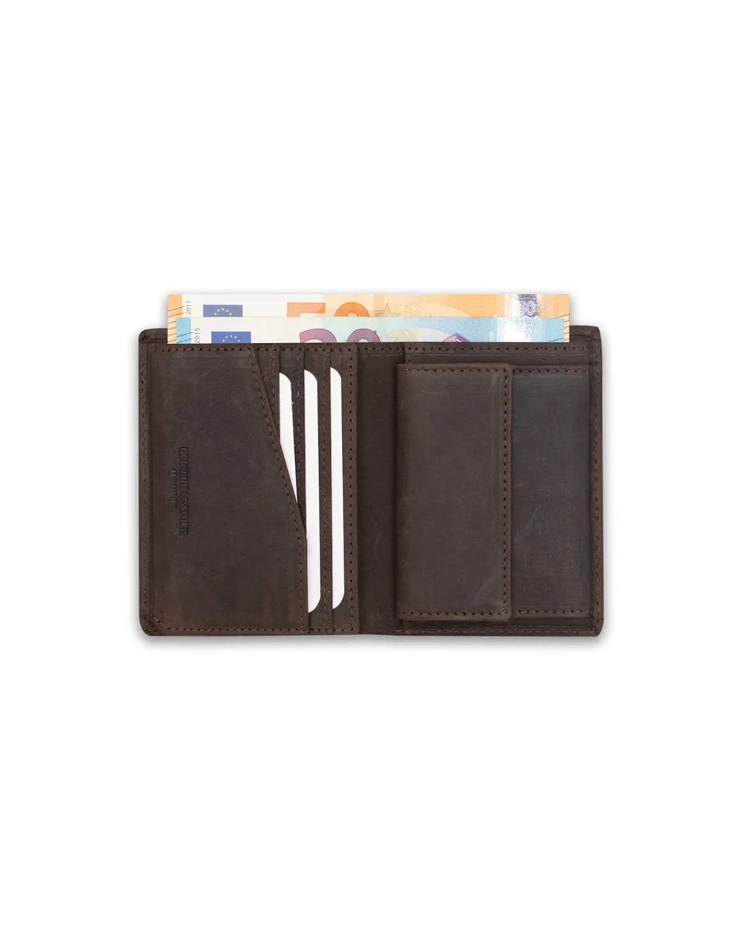 Men'S Leather Wallets^MONPIEL Wallet With Purse Inside Patch With Logo Brown