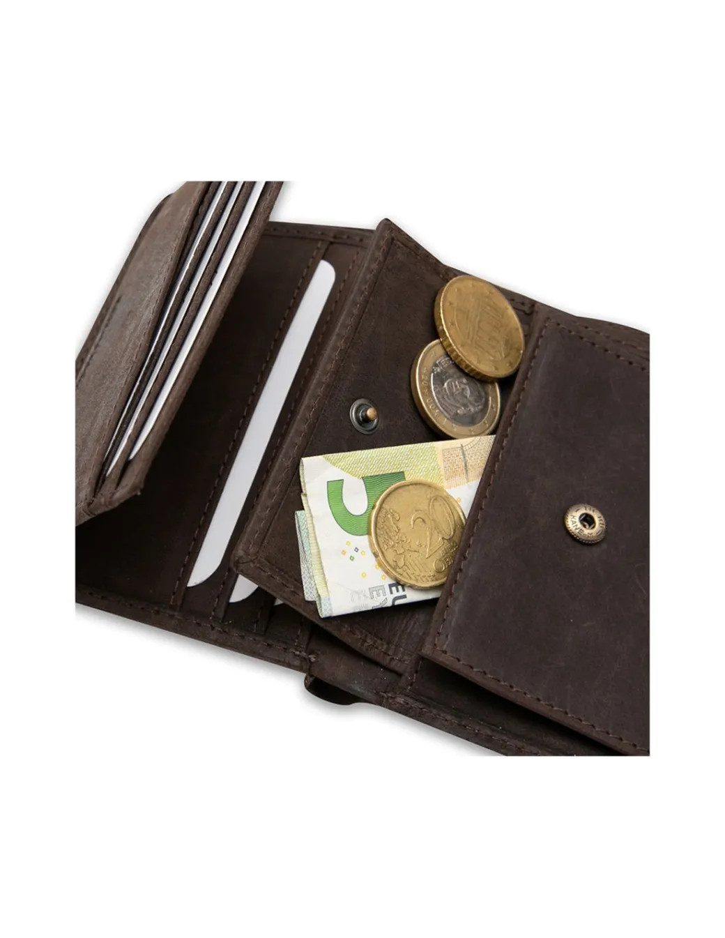 Men'S Leather Wallets^MONPIEL Wallet With Purse Inside Patch With Logo Brown