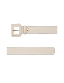 Women'S Leather Belts^MONPIEL Wide Leather Belt With Lined Buckle Beige
