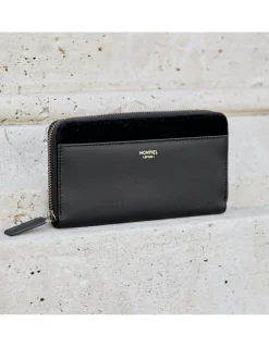 Women'S Leather Wallets^MONPIEL Woman Leather Zip Wallet Black