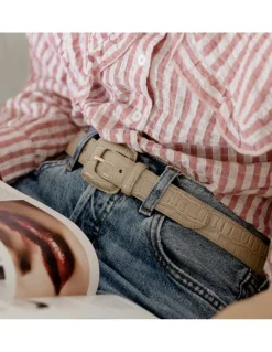 Women'S Leather Belts^MONPIEL Women'S Crocodile Lined Buckle Belt