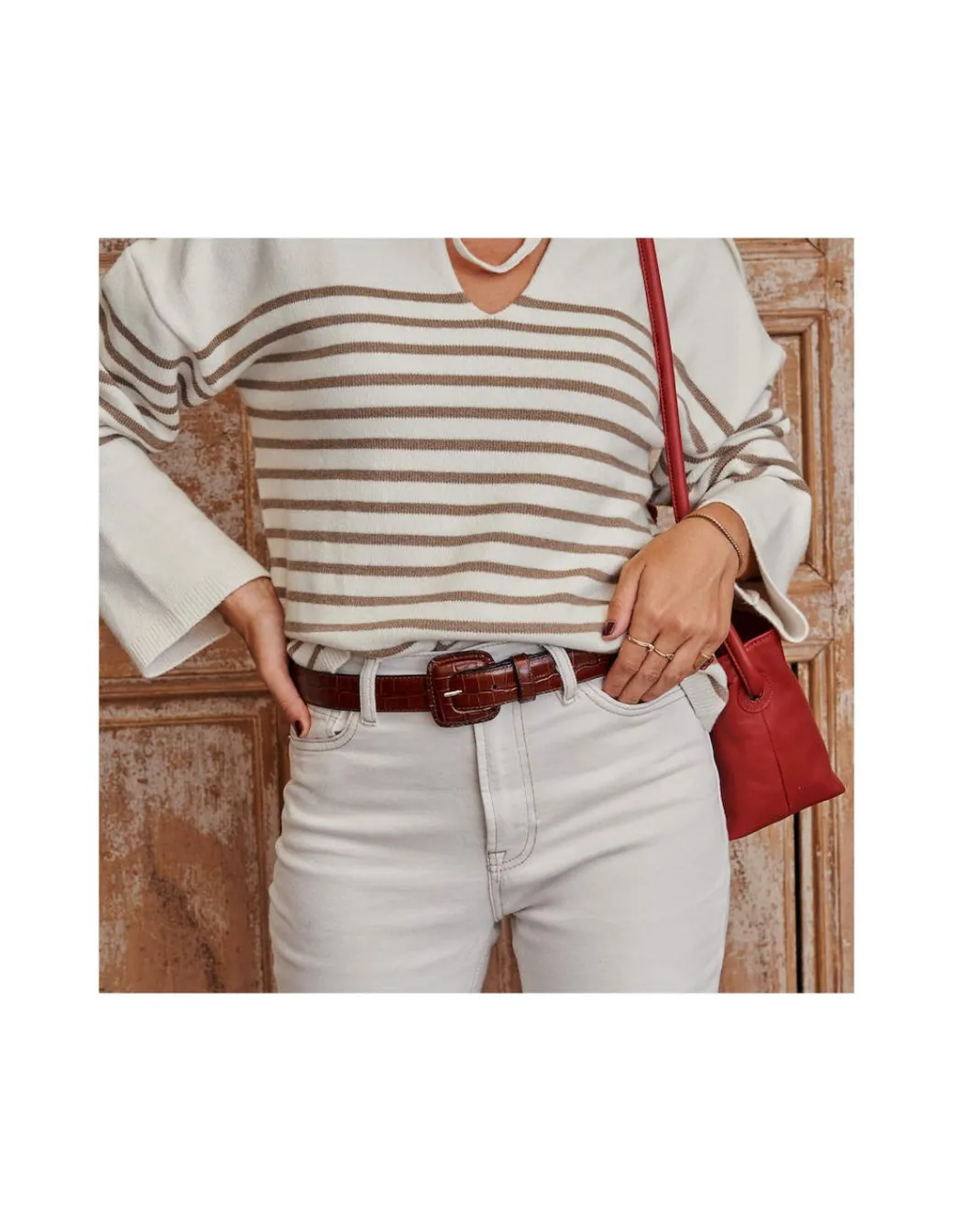 Women'S Leather Belts^MONPIEL Women'S Crocodile Lined Buckle Belt Others