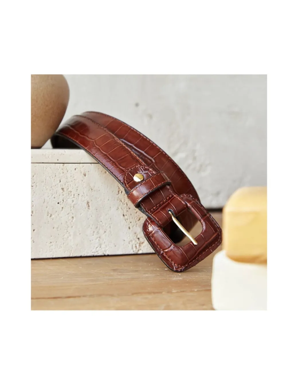 Women'S Leather Belts^MONPIEL Women'S Crocodile Lined Buckle Belt Others