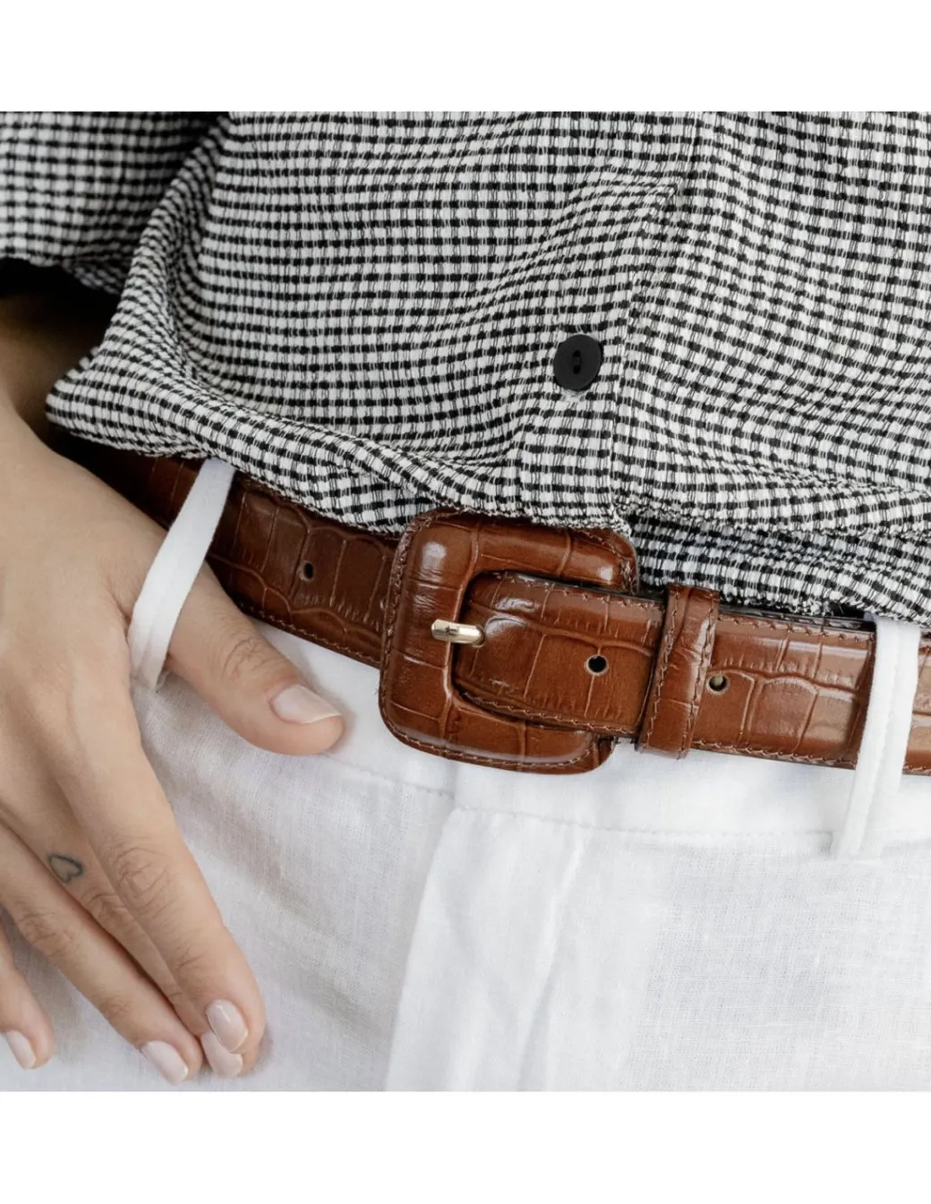Women'S Leather Belts^MONPIEL Women'S Crocodile Lined Buckle Belt Others