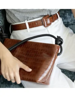 Women'S Leather Belts^MONPIEL Women'S Crocodile Lined Buckle Belt Others